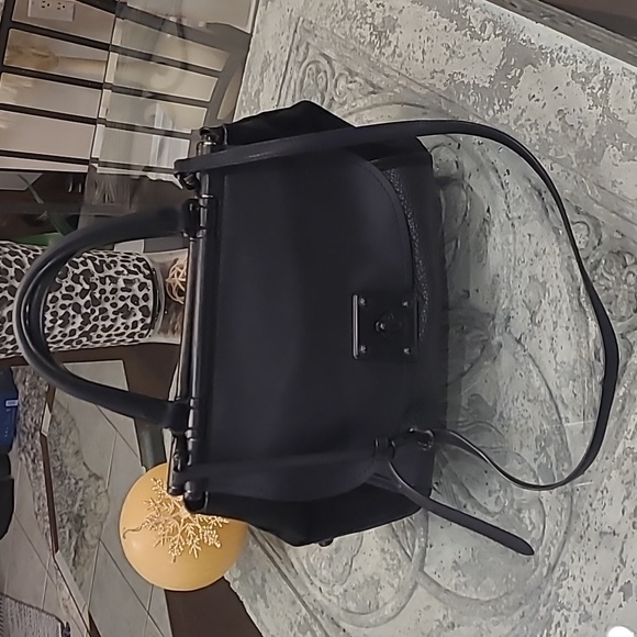 Coach Black Mixed Leather Satchel Crossbody Bag Purse - Picture 2 of 16
